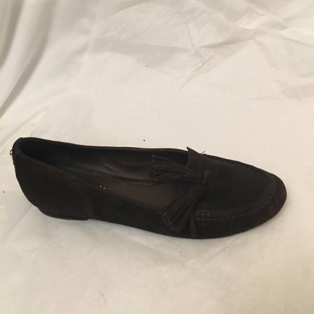 Kate Spade brown suede loafers tassels shoes size 7